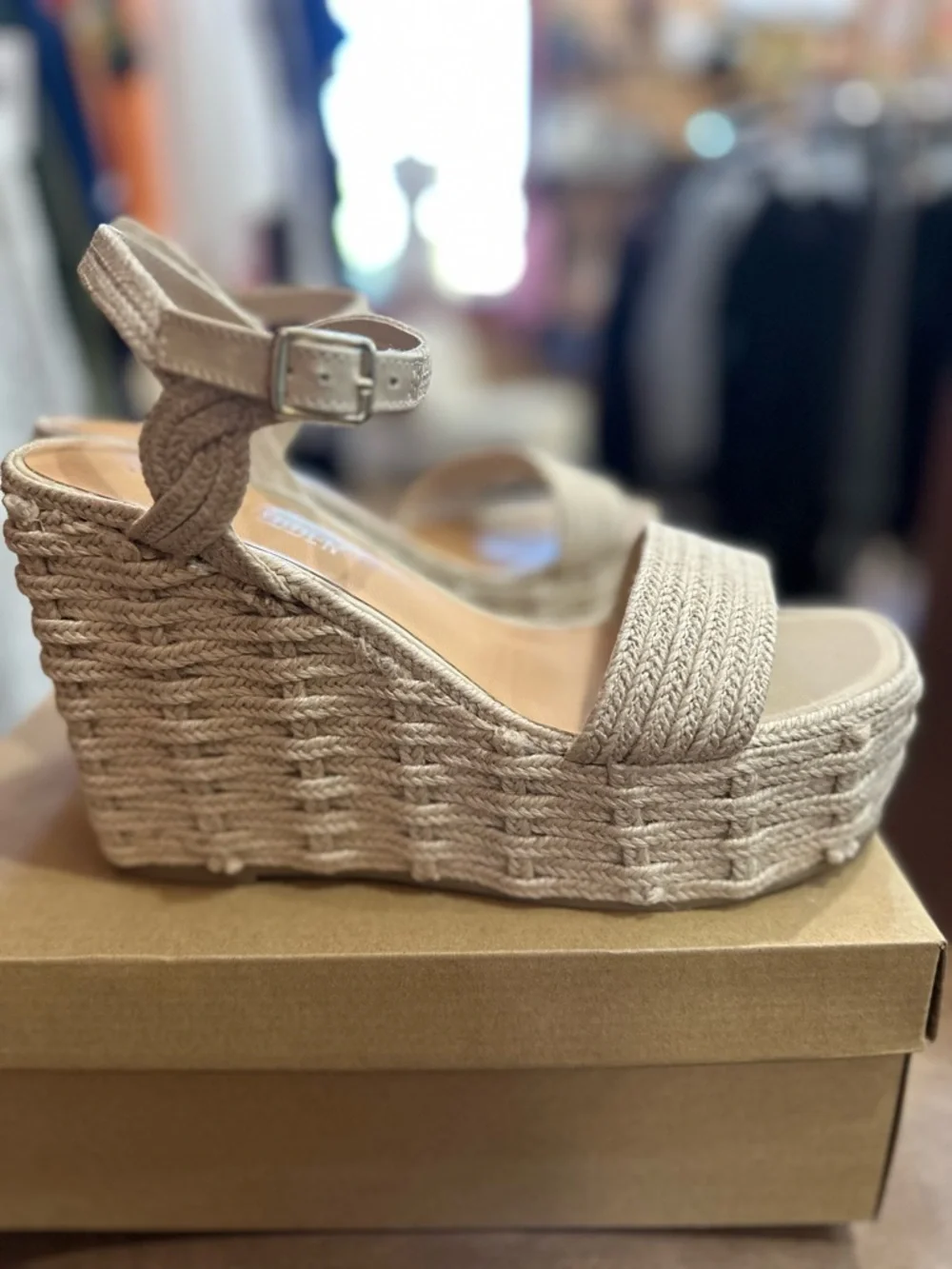 Steve Madden Natural Woven Espadrille Wedge Sandals NWT size 9.5 - Picture 4 of 9